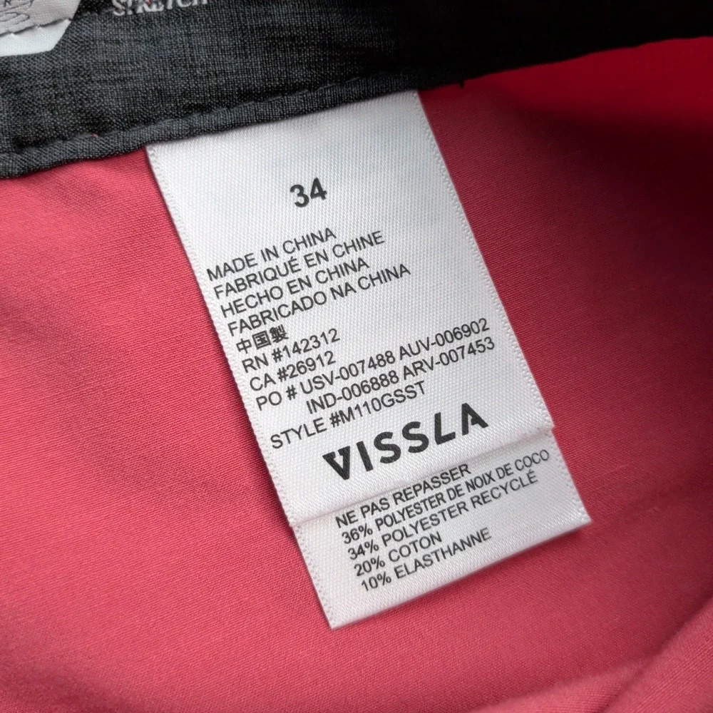 Vissla Solid Sets Board Shorts Mens 34 Swim Trunks Magenta Red Beach Surf
